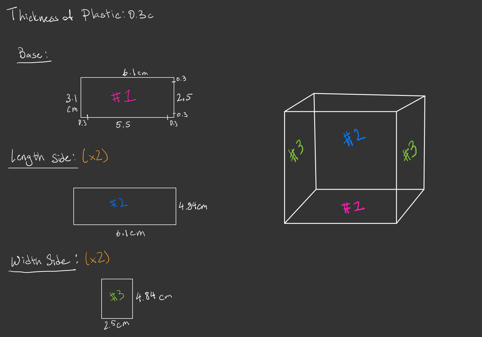 a diagram of the plastic components of the final prototype