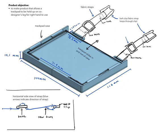 a technical drawing of the trackpad product