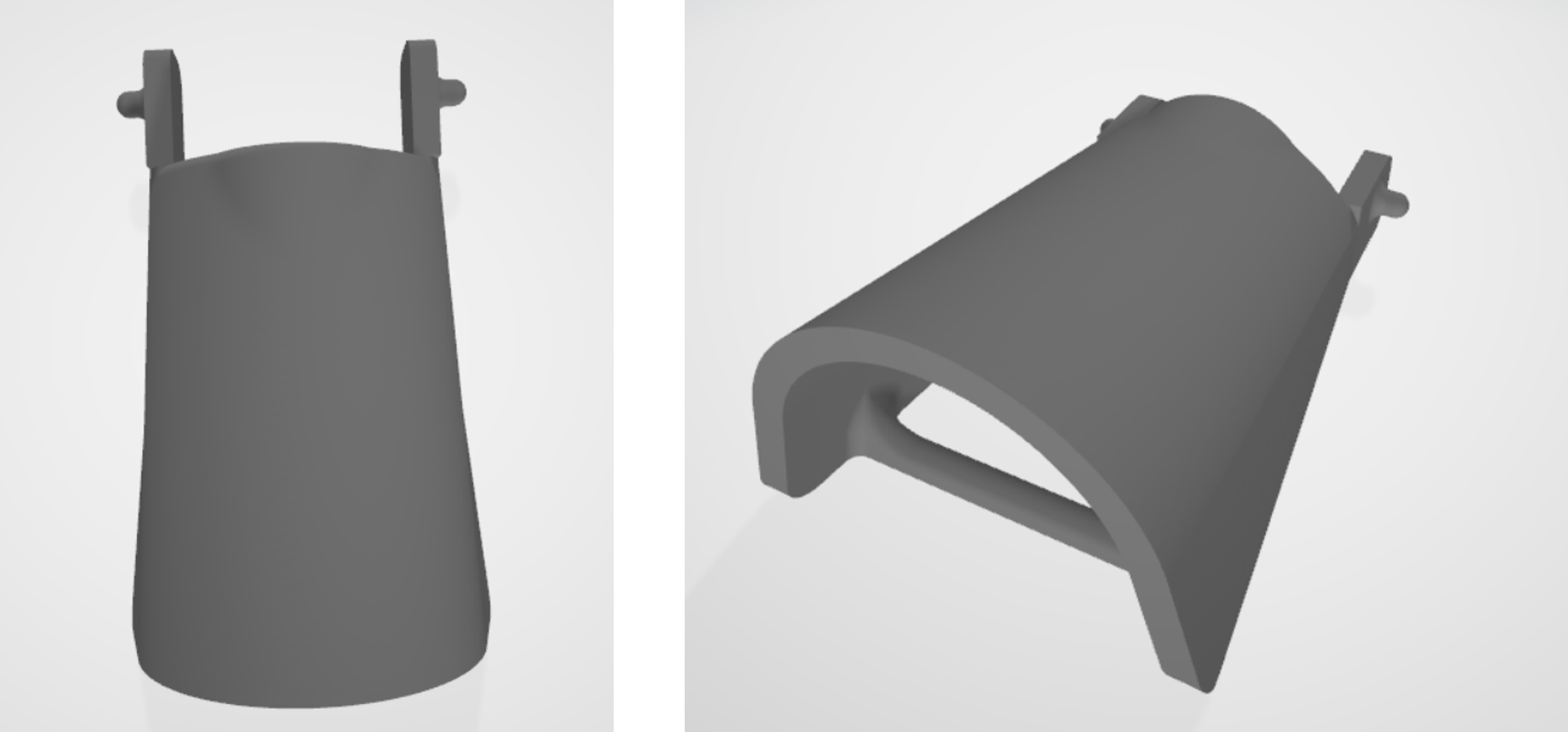 top and perspective views of the thermo forming jig of a CAD model for a prosthetic hand