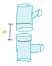 schematic drawing for how to measure the distance between two adjacent tee connectors