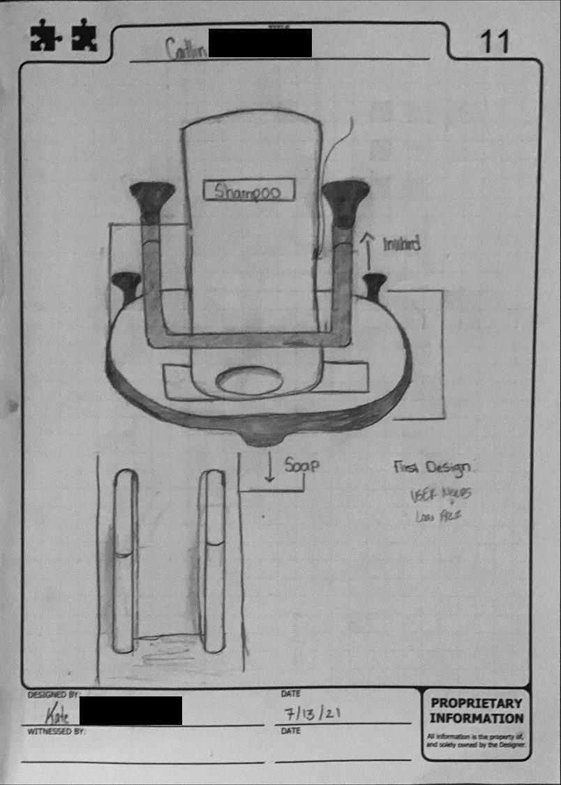 a side view sketch of a bottle squeezing mechanism